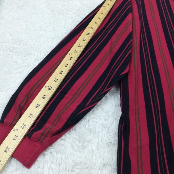 Eddie Bauer Mens Shirt‎ Henley Long Sleeve Red Blue Stripes Pullover L - Picture 10 of 13